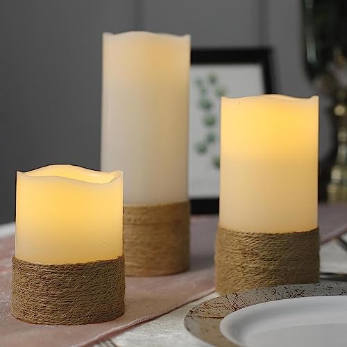 Weddings Parties and Gift 3 Natural 4" 6" 8" Tall L*D Pillar Candles Remote Control Centerpieces vngift8865