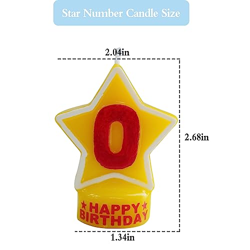 Star Shaped Yellow Birthday Number 0 Candles for Cake Topper 3D Number Candle Happy Birthday Candles for Birthday Cakes Wedding Anniversary Graduation Festival Party