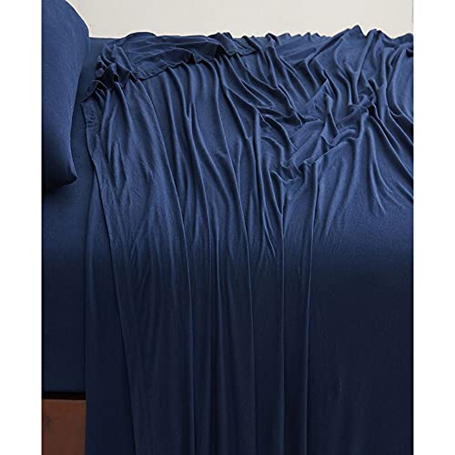 Calvin Klein Home Modern Cotton Harrison 1 Piece Flat Sheet, King Size, Cotton (Midnight)