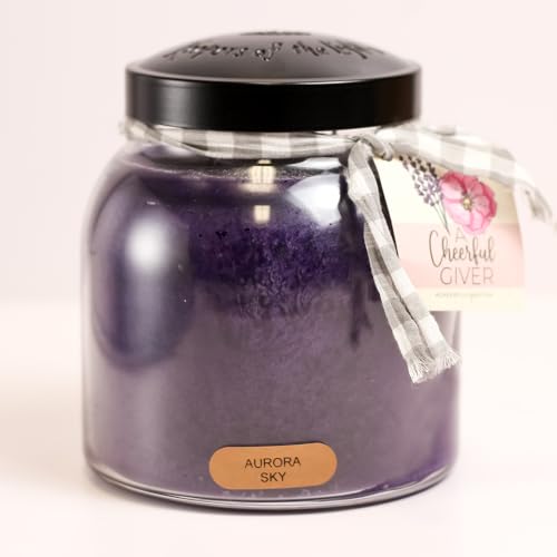 A Cheerful Giver - Aurora Sky - 34oz Papa Scented Candle Jar with Lid - Keepers of The Light - 155 Hours of Burn Time, Gift for Women, Violet