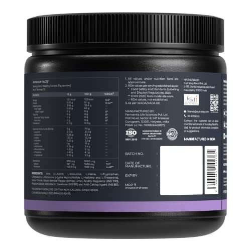 Nutrabay Pro EAAs with Electrolytes (Essential Amino Acids) - Lemon Lime, 250g