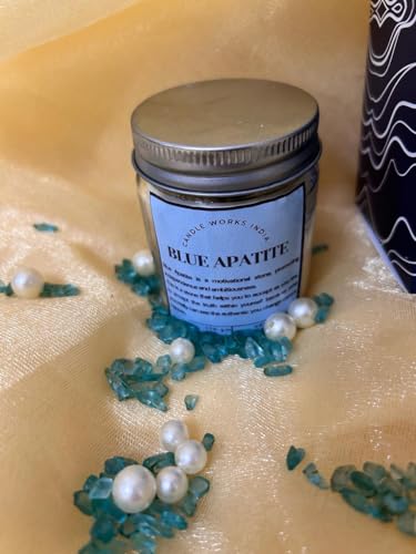 CANDLEWORKSINDIA Blue Apatite Candle | Maifest and Meditation | 100% Soy | Scented |Geranium Saffron Fragrance