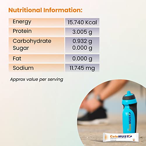 Sundyota’s Celemust with EAA (Essential Amino Acids- BCAA) | Improves Muscle Strength | Helps provide muscle recovery | 10 Essential Amino Acids | Guava Flavor | Easy to Carry 10 Sticks