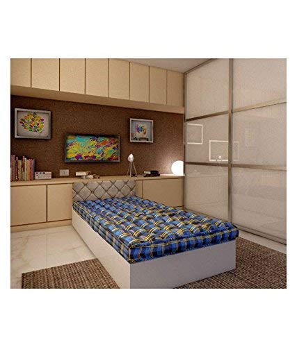 IRA Furniture Medium Soft Cotton Mattress (4 Inch, Blue)