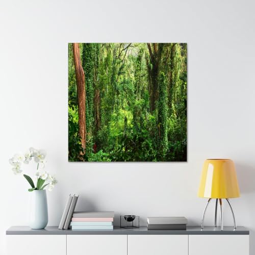 GADGETS WRAP Canvas Gallery Wrap Framed for Home Office Studio Living Room Decoration (17x17inch) - Green Forest View