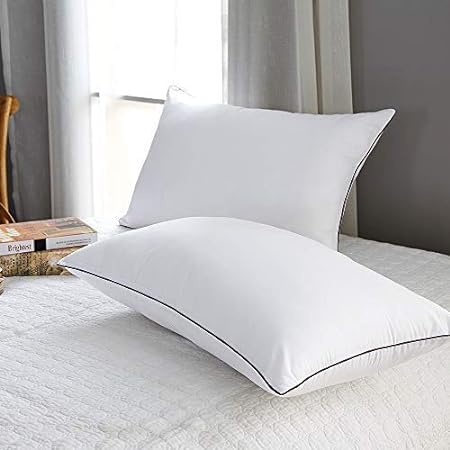 ORCHEED Soft Microfiber Laced Pillow for Sleeping & Neck Pain Relief for Back, Side & Stomach Sleeper, 16x24 inch, White, Pack of 2