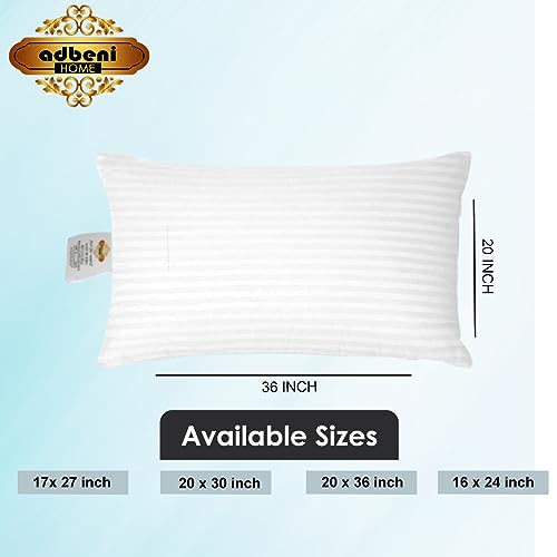 ADBENI HOME Premium Virgin Conjugated Fiber Pillow, Smart Adjustable Super Soft Breathable, 20x36 Inch King U.K, Strip White (Set of 2)