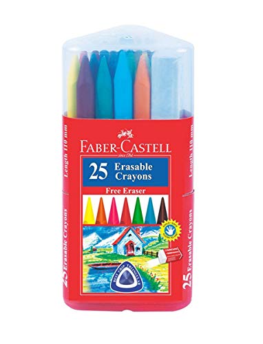 Faber-Castell Erasable Plastic Crayon Set Gift pack- 110mm, Pack of 25 (Assorted)