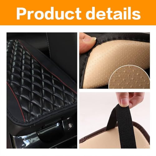 SYAMBABA Universal Car Center Console Cushion Pad,Leather Auto Center Console Cover,car armrest Cover,Waterproof and Anti-Scratch Armrest Seat Box Cover Profector,Interior Accessories (Black)