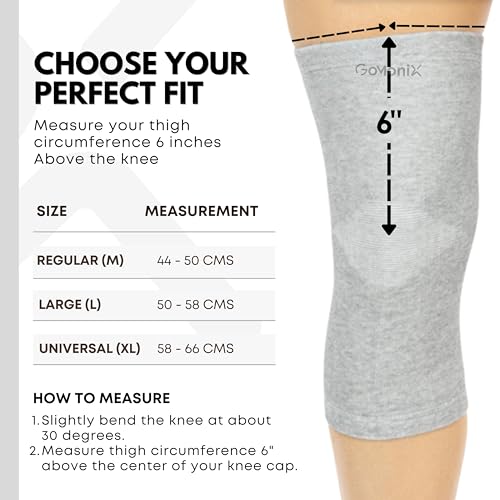 GoMoniX™ Bamboo Knee Sleeves - Premium Bamboo Compression Knee Sleeves | Knee Support for Women with Durable Bamboo Fabric | Enhanced Comfort & Support for Sports, Arthritis, and Recovery | XL [58 - 66 CM]