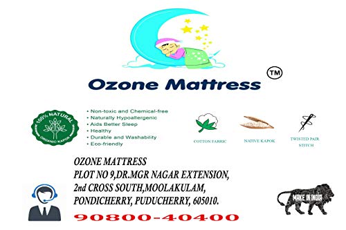 Ozone Mattress Organic Silk Cotton Ilavam Panju Kapok Queen Size Bed Mattress,6.5 x 5 ft / 78 x 60 x 6 Inch, Multicolour (Queen)