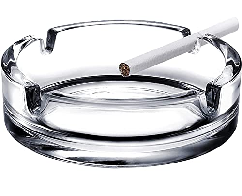AM impex Crystal Glass Round Tabletop Ash Tray Glass Ash Tray for Cigarette, Cigar Smoking for Home, Car, Balcony, Crystal Clear Round Ash Tray Box Crystal Quality Glass Ash Tray (Pack of1)
