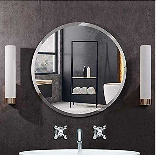 Cheval Glass Designer Beveled Round Mirror Big Size with MDF and Hooks - 24 X 24 inches