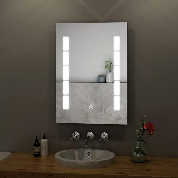 TINITALO Bathroom LED Mirror Home Mirror Wall Mirror with Touch Sensor, 3 Light Effects, Glass, Rectangular LED-45 (18 x 42 Inch)