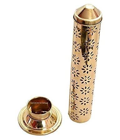 Brass Incense Sticks Holder Pure Brass Flower Agarbatti/Incense Stick Stand/Holder with Dust and Burn Safety Ash Catcher | (Gold)