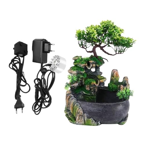 CALANDIS® Tabletop Fountain with Light Decorative Statue for Desk Living Room Tea Room | 1 Tabletop Fountain (EU Adapter) 1 Water Pump 1 Mist Device '