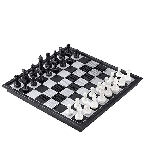 Jambuwala Enterprise™ Magnetic Educational Toys Travel Chess Set with Folding Chess Board for Kids and Adults Black Color (10 Inch)