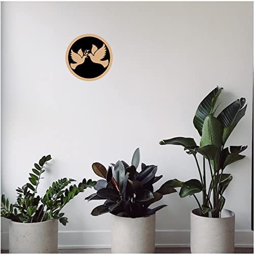 DOTME Dove Couple Wooden With Vinyl Sticker Decorative Design Wall Decor For Home Kids Bedroom Living Room Hall DIY Art 8 INCH (Black)