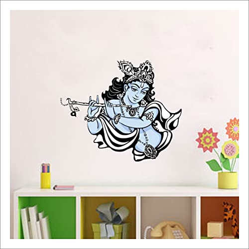 Blue Krishna Self Adhesive VinylWaterproof Decorative Wall Stickers for Hall, Bedroom, Kitchen and Furniture