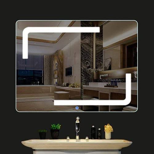 Smile Sellers Glass Wall Mounted Rectangular Bathroom Mirror with Warm White LED Light, 18x24 Inch