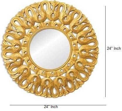 VAS Collection MDF Mirror Frame for Wall Decor,Bedroom,Living Room,Bathroom & Hallway,24"x24",Round (Golden)