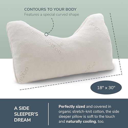 Naturepedic Organic Latex Side Sleeper Pillow - Standard/Queen Bed Pillow with Shoulder Cutout - Luxury Pillow for Back Support and Neck Pain Relief