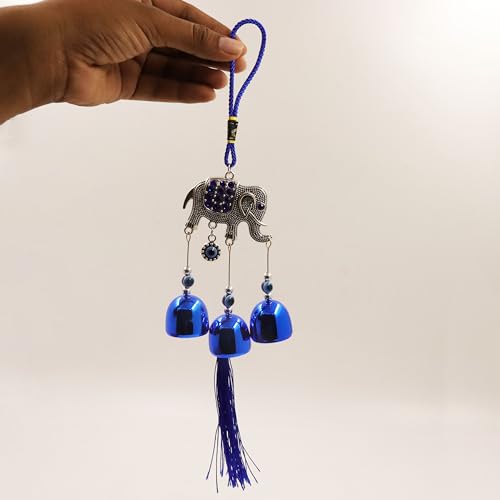 Spillbox Evil Eye Wall Hanging for Home Décor|Nazar Battu| nazar suraksha kavach | Feng Shui|Lucky Eye Hanging|Amulet for Car, Home and Office[Wind Chime] (Elephant)