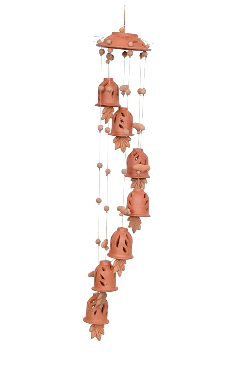 Terracotta Clay Wind Chimes Hanging Bell for Outdoor Garden Decor/Clay Melodious Sound Wind Chimes with 7 Bells