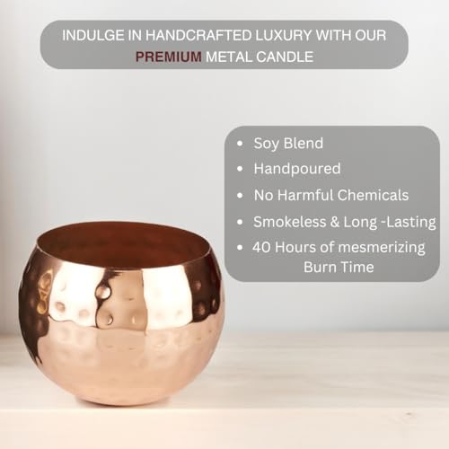 Asian Aura Scented Soy Blend Candle in Hammered Copper Jar with Gift Box | Smokeless, Long-Lasting Aroma Candle for Home Decor, Events, Relaxation, and Gifting (Lemongrass, Pack of 1)