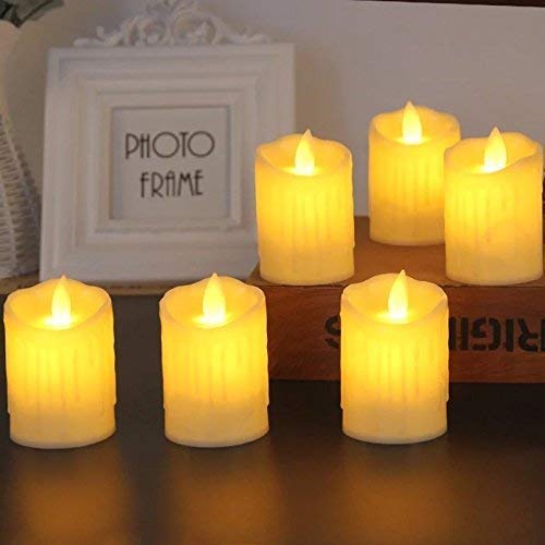 Veecraft Dancing Flame Battery Operated LED Candle, Tealight Diya, Warm White Tea Light Candles for Home Decoration Wall Lighting Decoration (Dancing Flame) (Pack of 6)