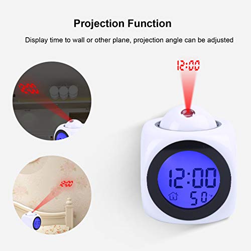 Time Broadcast Clock, LCD Clock, Support The Hourly Voice Telling Time Chiming Clock, Projection Function for Students Essential Office Workers Home