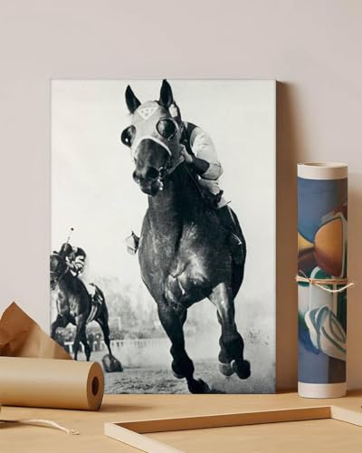 GADGETS WRAP Canvas Gallery Wrap Framed for Home Office Studio Living Room Decoration (11x14inch) - Seabiscuit Horse Racing