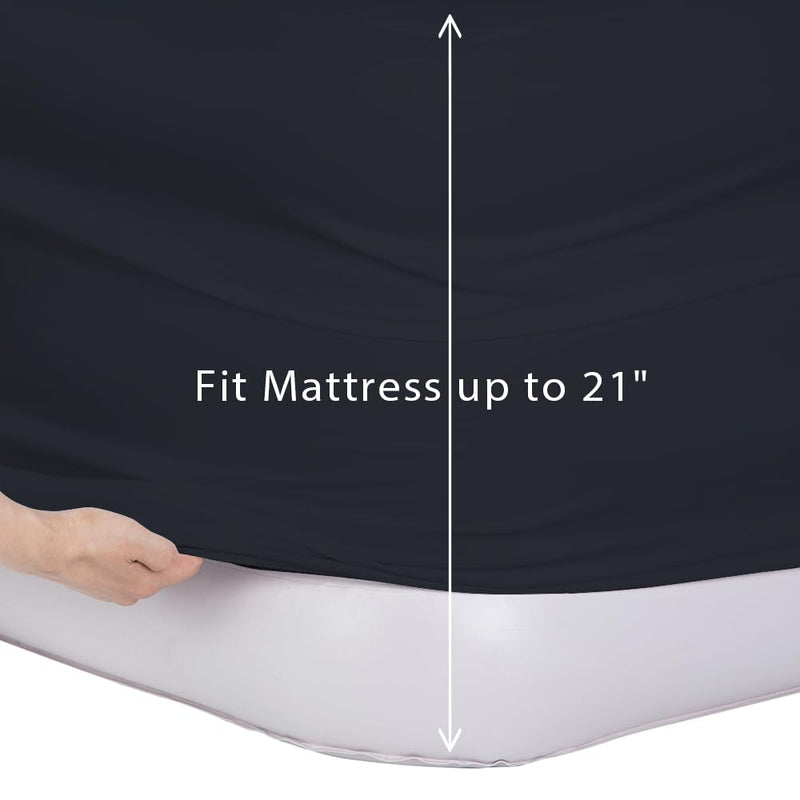 Bedecor Air Bed Sheets for Matrress Cover Removable Bed end Elastic Band Super Soft and Breathable & Deep up to 21" Black Twin