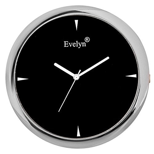 Evelyn Metal Analog Classic Round Table Clock (Black, 0.2 Inch X 0.4 Inch X 0.4 Inch)