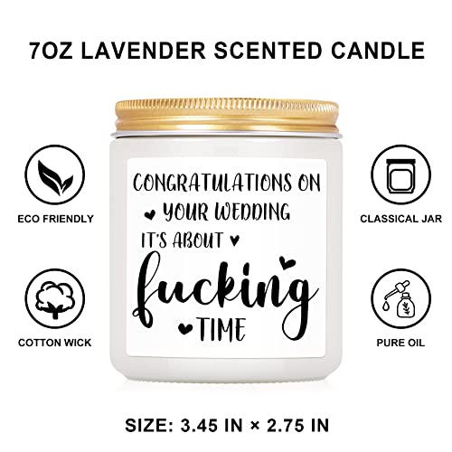 Sinsufur Congratulations Wedding Gift for Couple, Funny Wedding Gifts for Bride, Bridesmaid, Couple, Newlyweds - Engagement Gifts, Newly Engaged Gifts, Bride to Be Gifts - 7oz Lavander Scented Candles