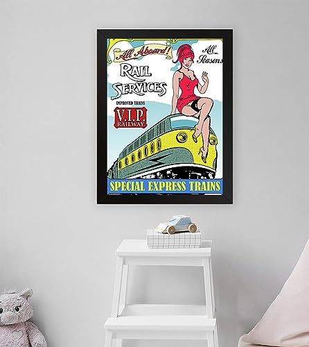 GADGETS WRAP Printed Photo Frame Matte Painting for Home Office Studio Living Room Decoration (11x17inch Black Framed) - Sexy Pin Up Railway Poster Print