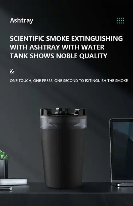SAKRIMAL Ashtray with Water Tank, Stainless Steel Outdoor Portable Smell Proof Smokeless Ash Tray, Cigarette Smoke Travel Remover for Outdoor Travel or Home Office
