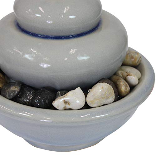 Sunnydaze Smooth Cascade Ceramic Indoor Tabletop Fountain - Inside Mini Desk Water Feature for Office, Bedroom, Dining Room, Bathroom and Kitchen - 7-Inch