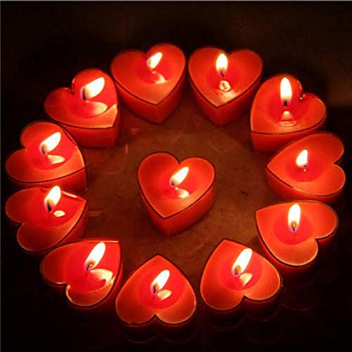 Shraddha Creation Acrylic Heart Wax Floating Candle, Pack of 50, Rose