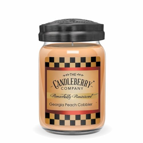 Candleberry Candles | Strong Fragrances for Home | Hand Poured in The USA | Highly Scented & Long Lasting | Large Jar 26 oz | Spring Scented Collection (Georgia Peach Cobbler)