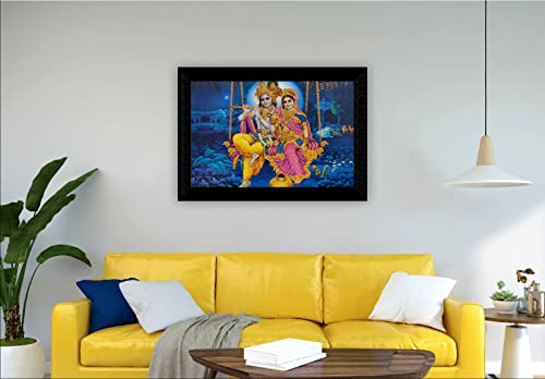 SAF Pack of 1 Radha krishna religious modern art wall painting with framed for living room 11 inch x 14 inch CANFM31303