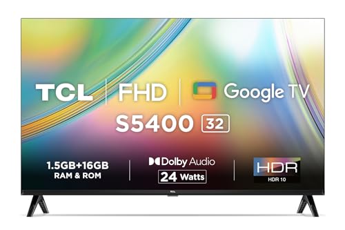 TCL 80.04 cm (32 inches) Bezel-Less S Series Full HD Smart LED Google TV 32S5400 (Black)