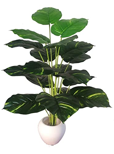 BK MART Artificial Money Plant Tree Leaves Bonsai with Pot(Multicolour)