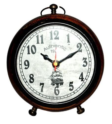 Room Decoration Wooden Table Top Clock Desk Clock |Authentic 1972| Antique Stayle Home & Office Study Living Table Clock Gift Item