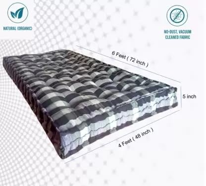 IMSMARTMART Premium Border Cotton Mattress 5 inch Single Cotton MattressSoft Cotton Multicolor Mattress Gadda Single Bed Ideal Travel, Home, Dabha, Hotel, Marriage Hall (L x W: 72 inch x 36 inch)