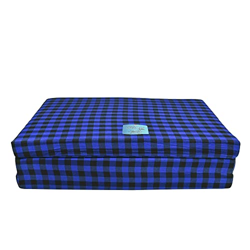 MOROFEEL 2 Inch Dual Comfort Reversible Foldable UHD Foam Single Bed Mattress 3 Fold Blue & Black (72X35X2 inch)