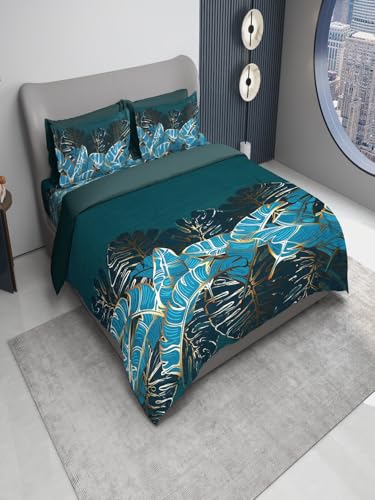 GAPU & BALY Digital Print Floral Abstract Design King Size Bedsheet with 2 Pillow Covers, 250x275 cms Bedsheet, 46x69+5 cms Pillow Covers (WFN0680)