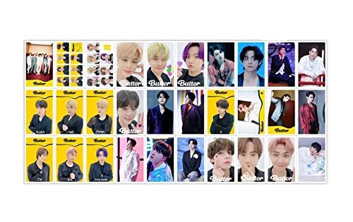 Blue Aura BTS Photocard Merchandise - Gift Collection, Wall Decor, Birthday Decoration Items Jimin V Namjoon Jungkook Jin Suga Jhope & Ot7 Lomo Cards - 30 (Butter Full Yellow)