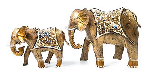 Shubham Creations Rajasthani Iron Walking Elephent Showpiece (11+7 inch)