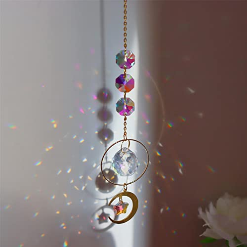 CALANDIS Mandala Crystal Suncatcher Hanging Reflecation Rainbow Maker Wind Chime B